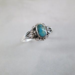 Turquoise Ring>Dainty Turquoise Ring,925 Sterling Turquoise Ring,Genuine